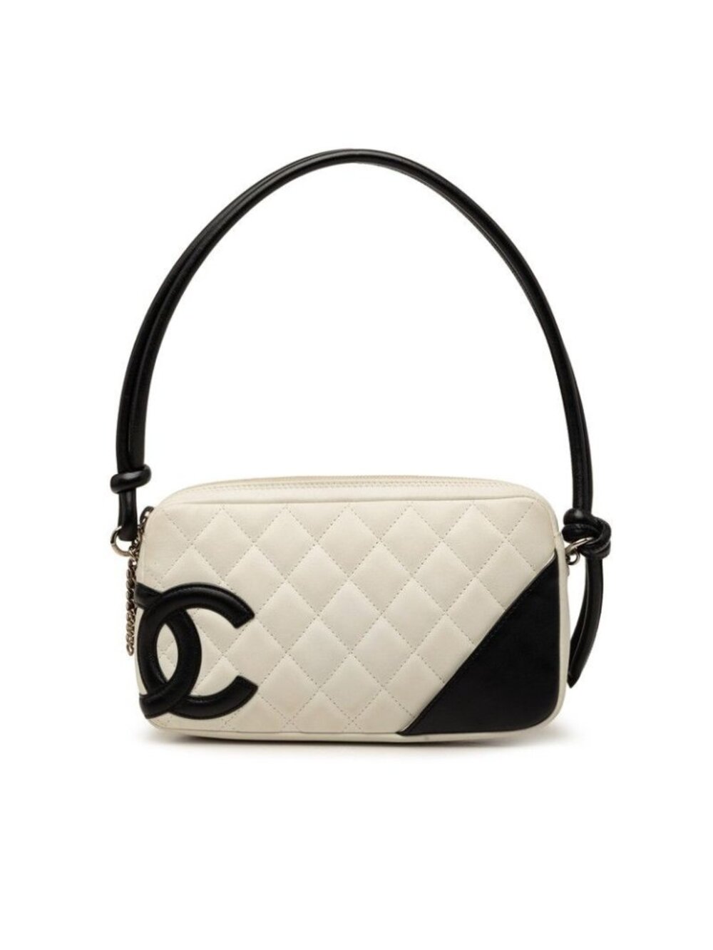 Chanel Cambon Line CC Logo Handbag Shoulder White Black Lambskin